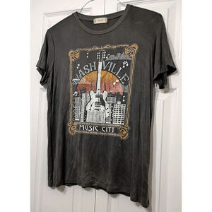 Nashville Music City Graphic Tee Medium Vintage Guitar Shirt Unisex